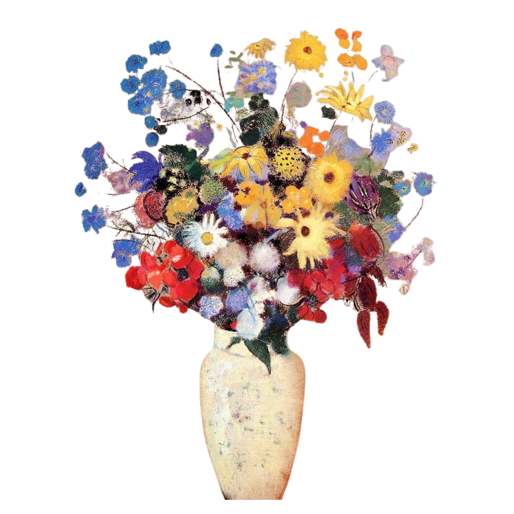 Taza Florero Blanco con Flores