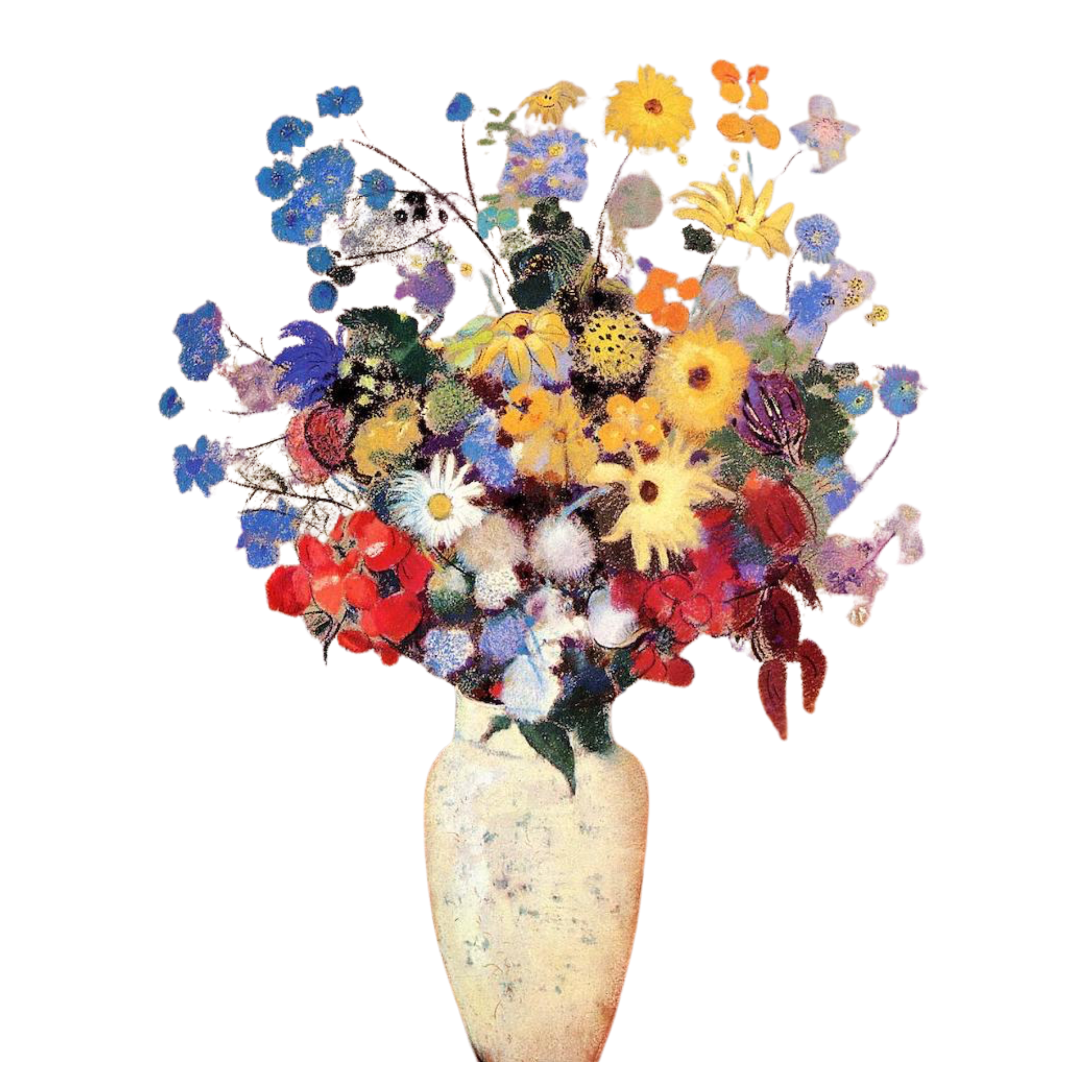 Taza Florero Blanco con Flores