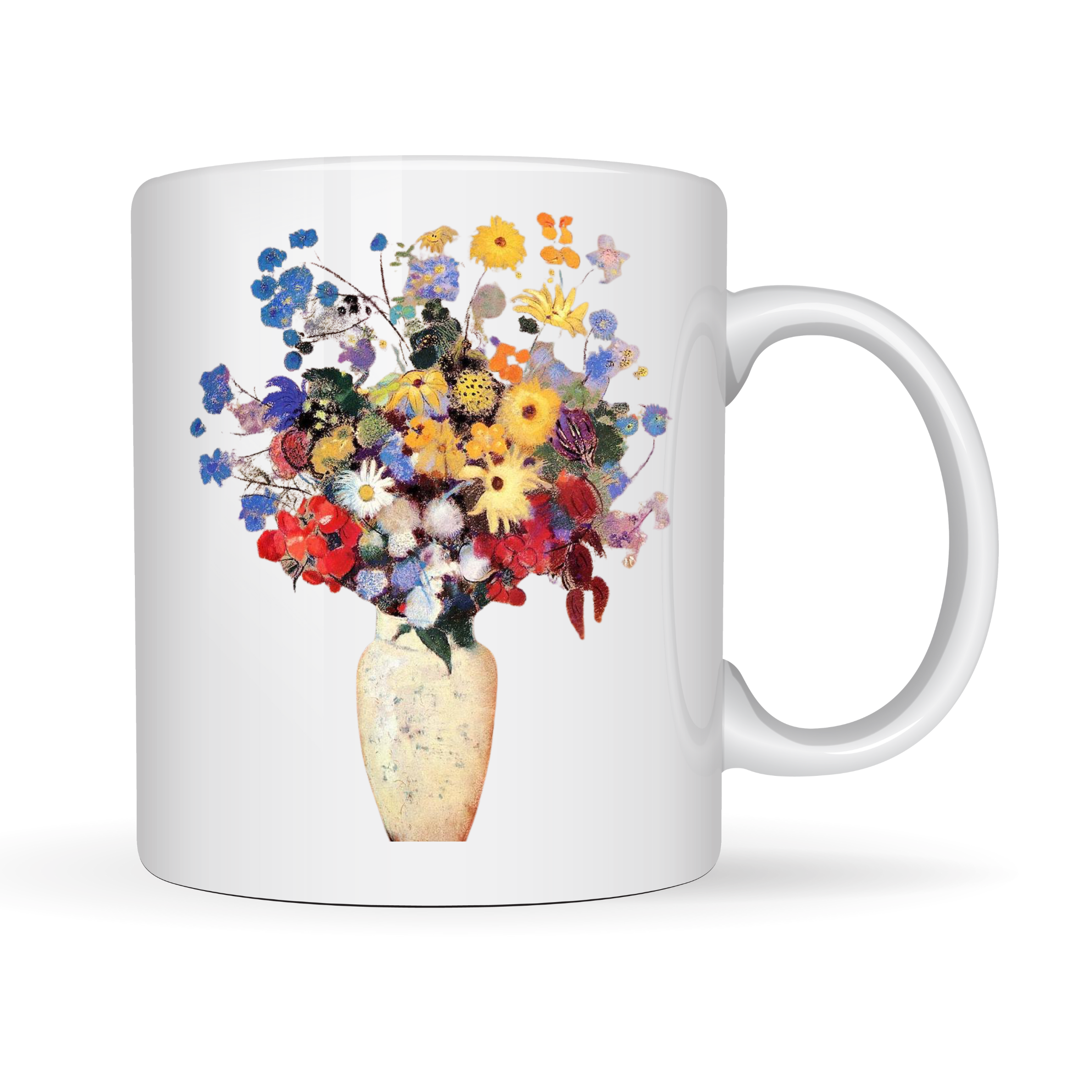 Taza Florero Blanco con Flores
