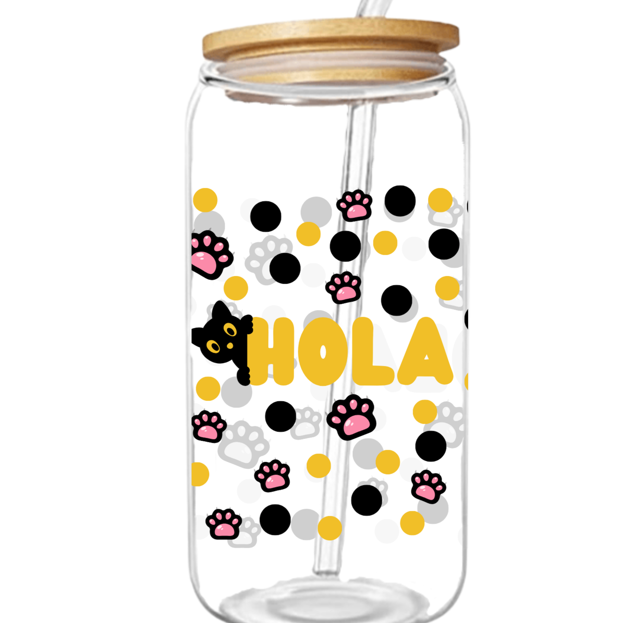 Vaso de Vidrio Hola Gato