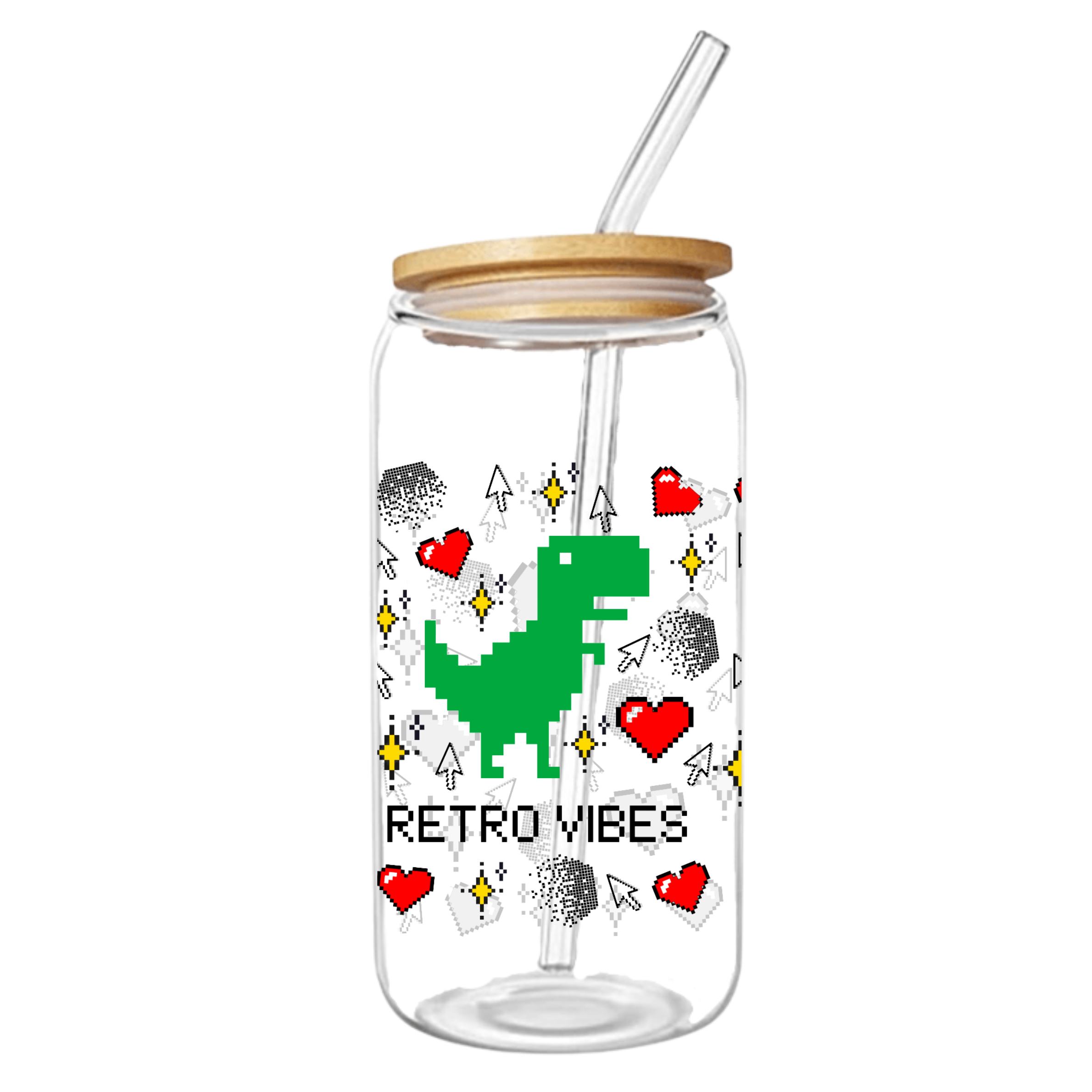 Vaso de Vidrio Dinosaurio Retro Vibes