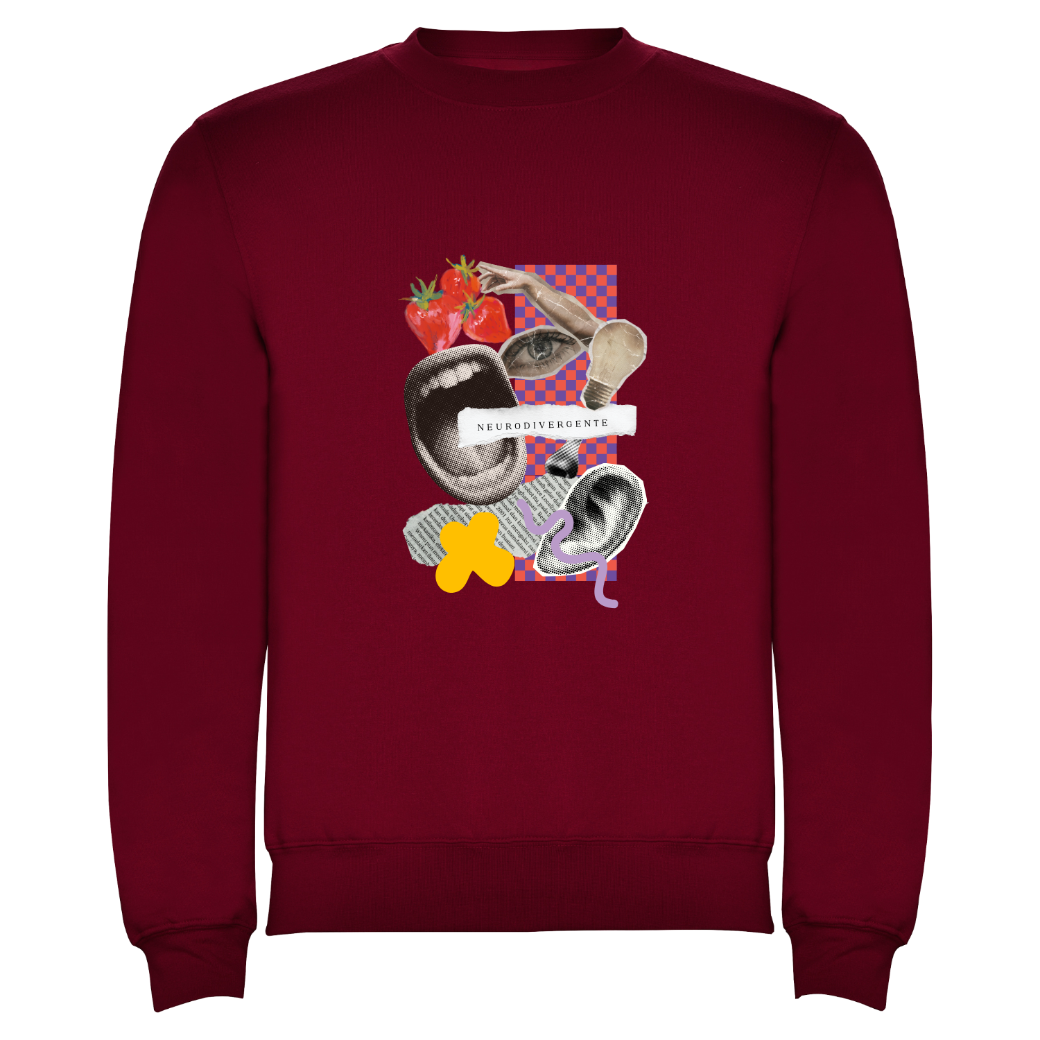 Sudadera Granate NEURODIVERGENTE Collage